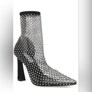 STEVE MADDEN SAPPHINA rhinestone mesh booties size 10  3” heel